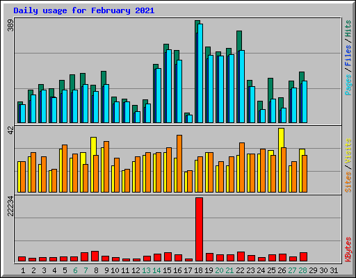 Daily usage for February 2021