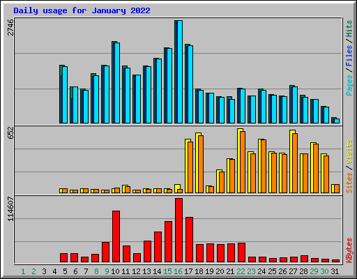 Daily usage for January 2022