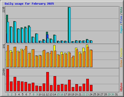 Daily usage for February 2025