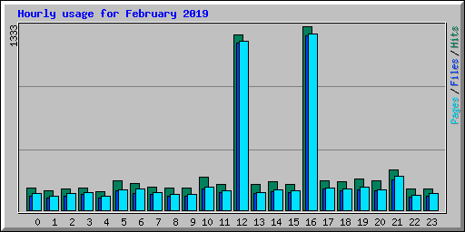 Hourly usage for February 2019